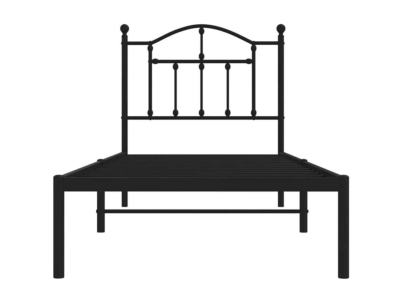 Lit simple | Lit adulte, enfant | Cadre de lit métal avec tête de lit noir 80x200 cm
