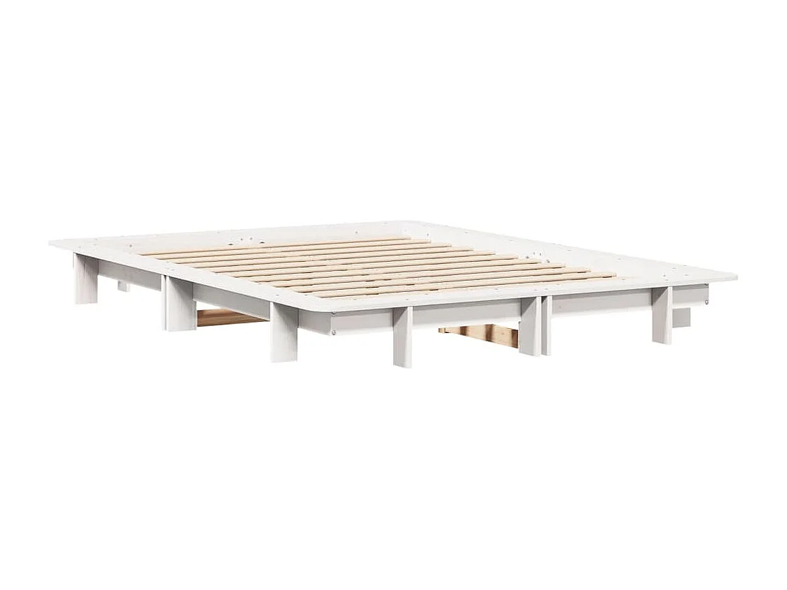 Lit simple | Lit adulte, enfant | Cadre de lit blanc 120x200 cm bois de pin massif