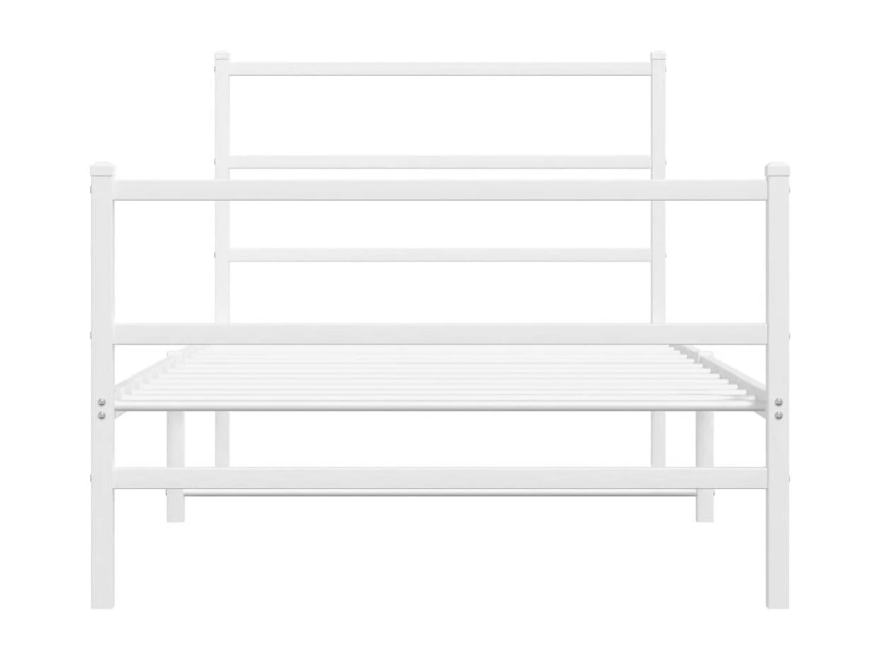 Lit simple | Lit adulte, enfant | Cadre de lit métal et pied de lit blanc 100x200 cm