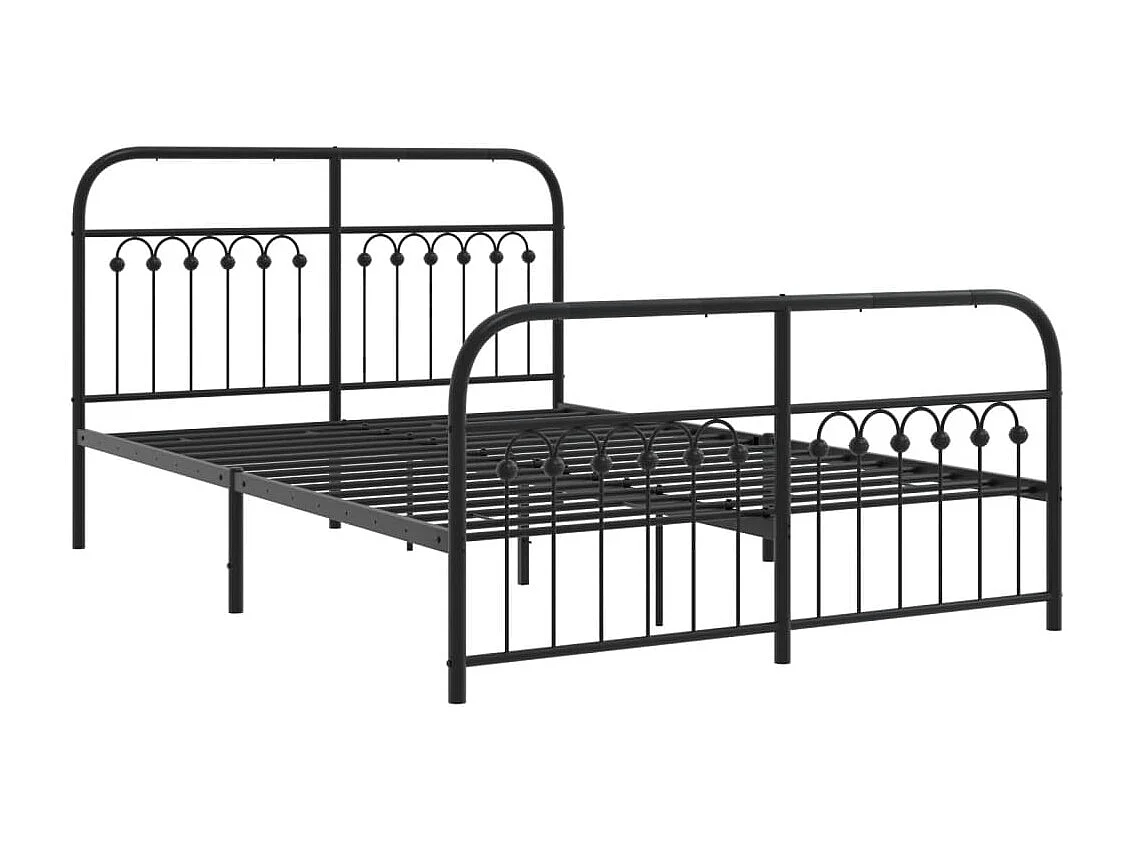 Lit double | Lit adulte | Cadre de lit métal avec pied de lit noir 137x190cm