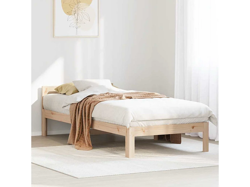 Letto per adulti | Letto singolo | Giroletto senza Materasso 90x200 cm in Legno Massello di Pino