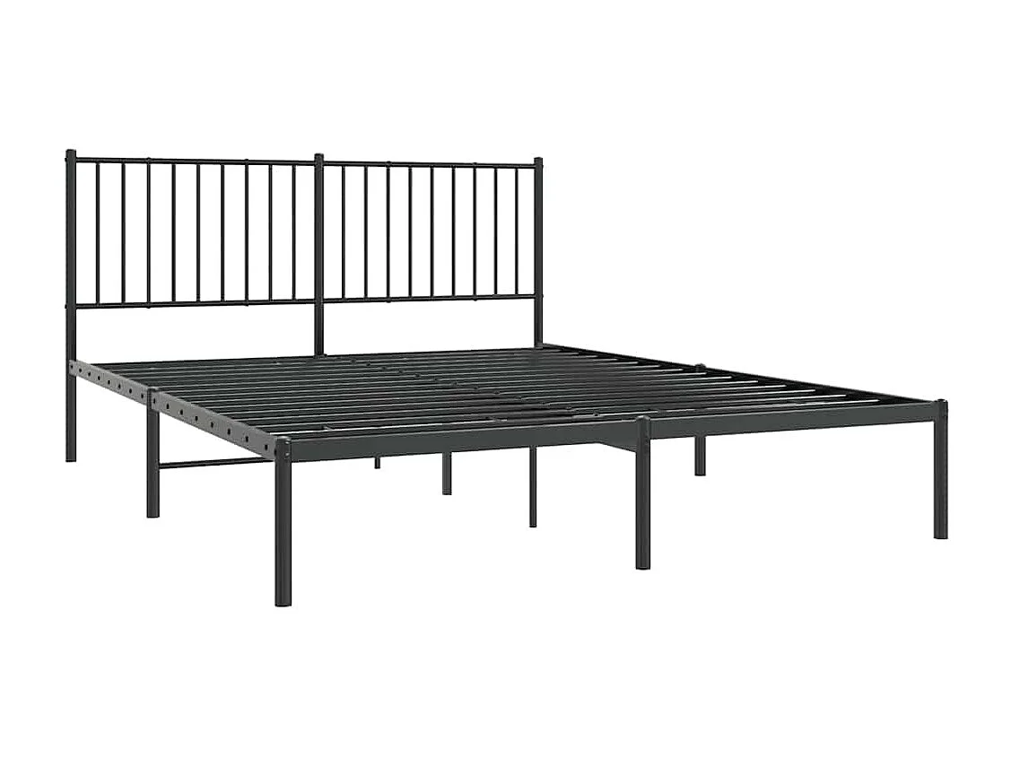 Lit double | Lit adulte | Cadre de lit métal avec tête de lit noir 150x200cm