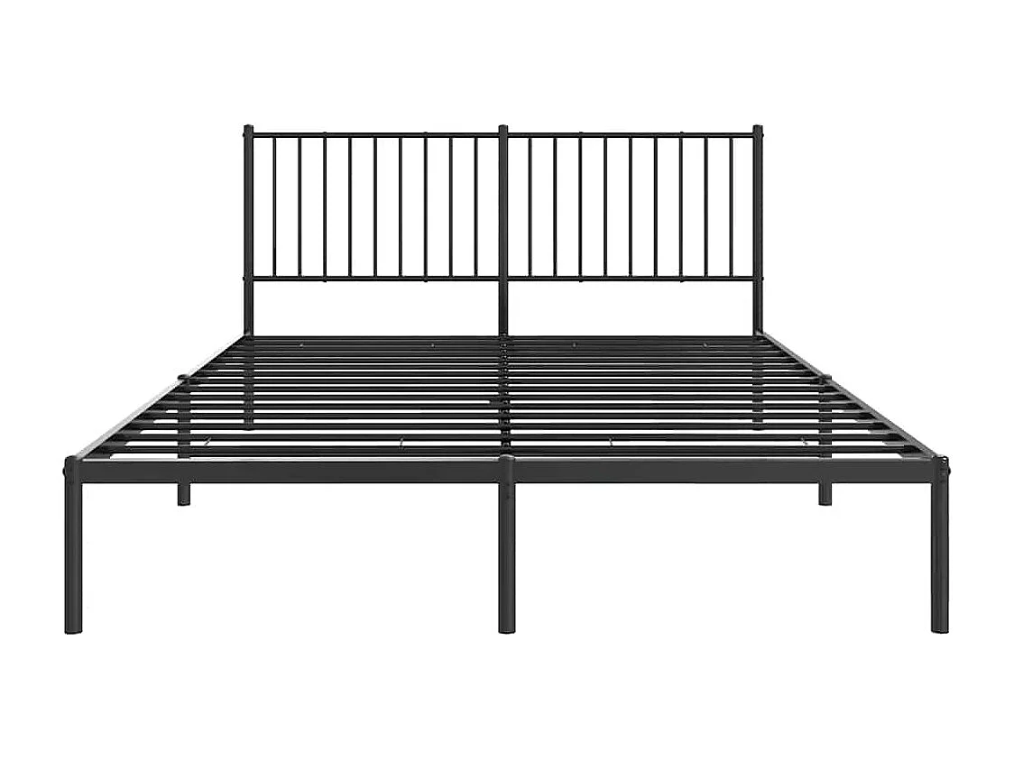 Lit double | Lit adulte | Cadre de lit métal avec tête de lit noir 150x200cm