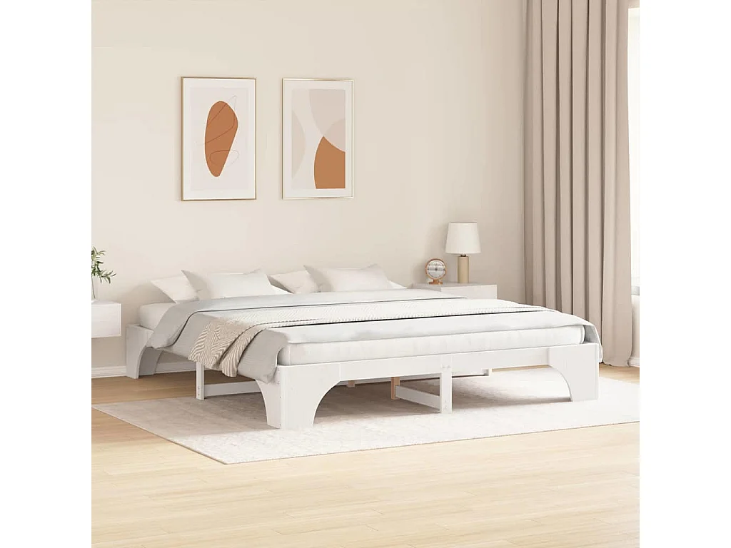 Lit double | Lit adulte | Cadre de lit blanc 180x200 cm en pin massif.