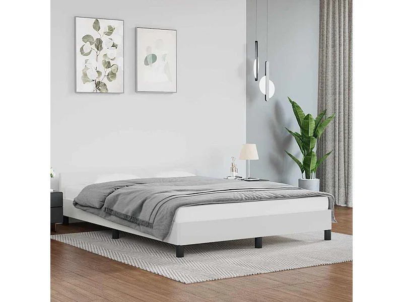 Lit double | Lit adulte | Cadre de lit avec tête de lit blanc 140x190 cm