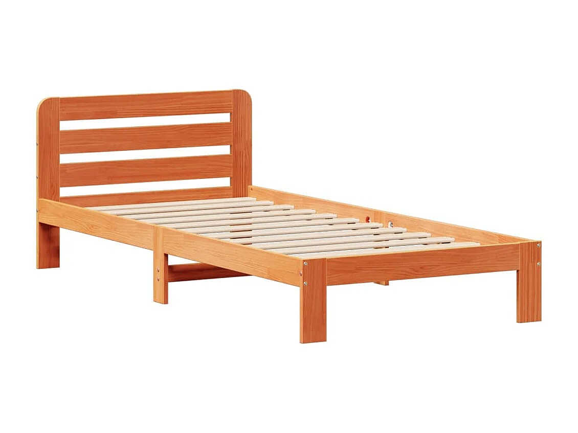 Lit simple | Lit adulte, enfant | Cadre de lit cire marron 90x190 cm bois pin massif