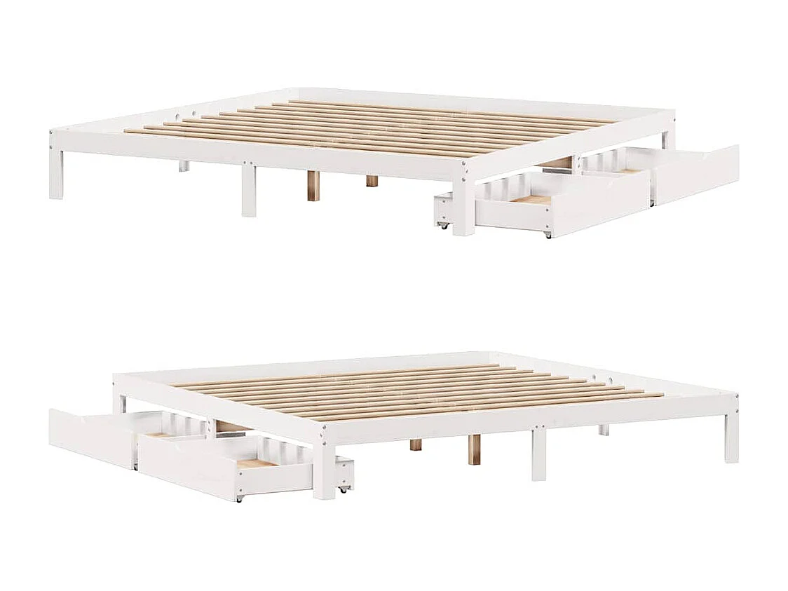 Lit double | Lit adulte | Cadre de lit avec tiroirs blanc 180x200 cm