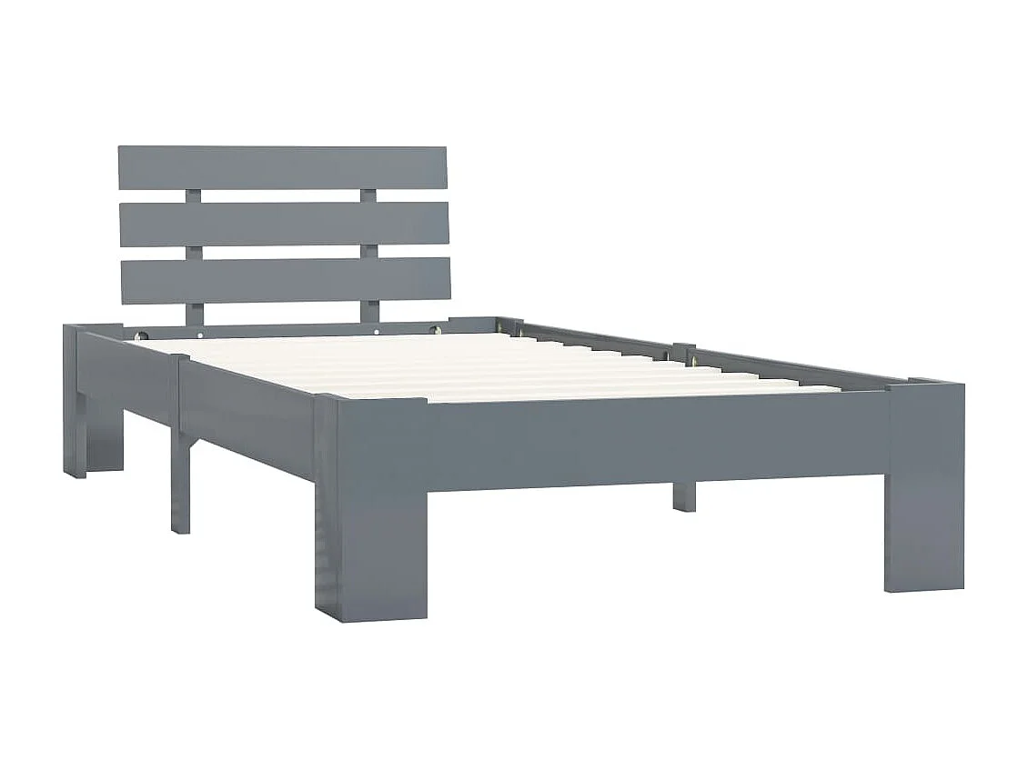Lit simple | Lit adulte, enfant | Cadre de lit gris bois de pin massif 90x200 cm