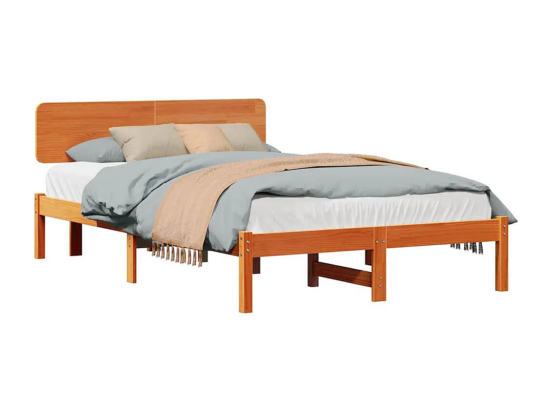 Lit simple | Lit adulte, enfant | Cadre de lit Brun cire 120x190 cm Bois massif en pin
