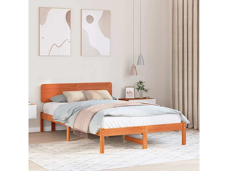 Lit simple | Lit adulte, enfant | Cadre de lit Brun cire 120x190 cm Bois massif en pin