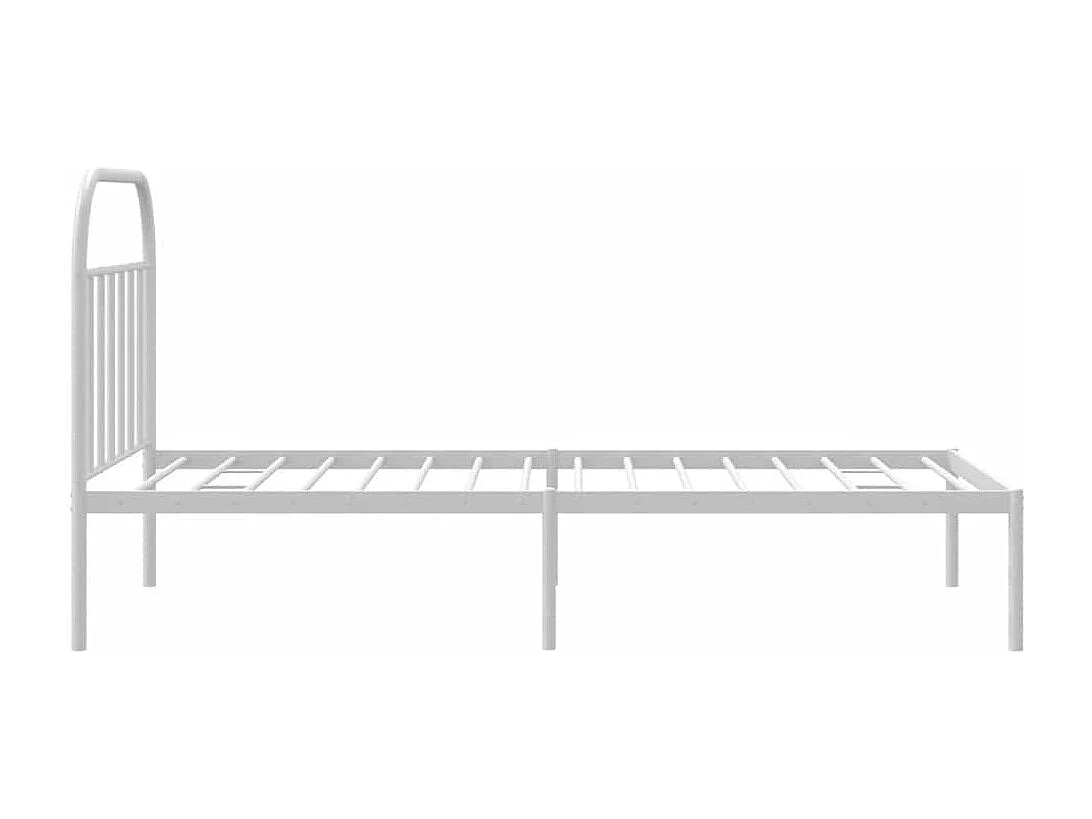 Lit simple | Lit adulte, enfant | Cadre de lit métal et tête de lit blanc 100x200 cm