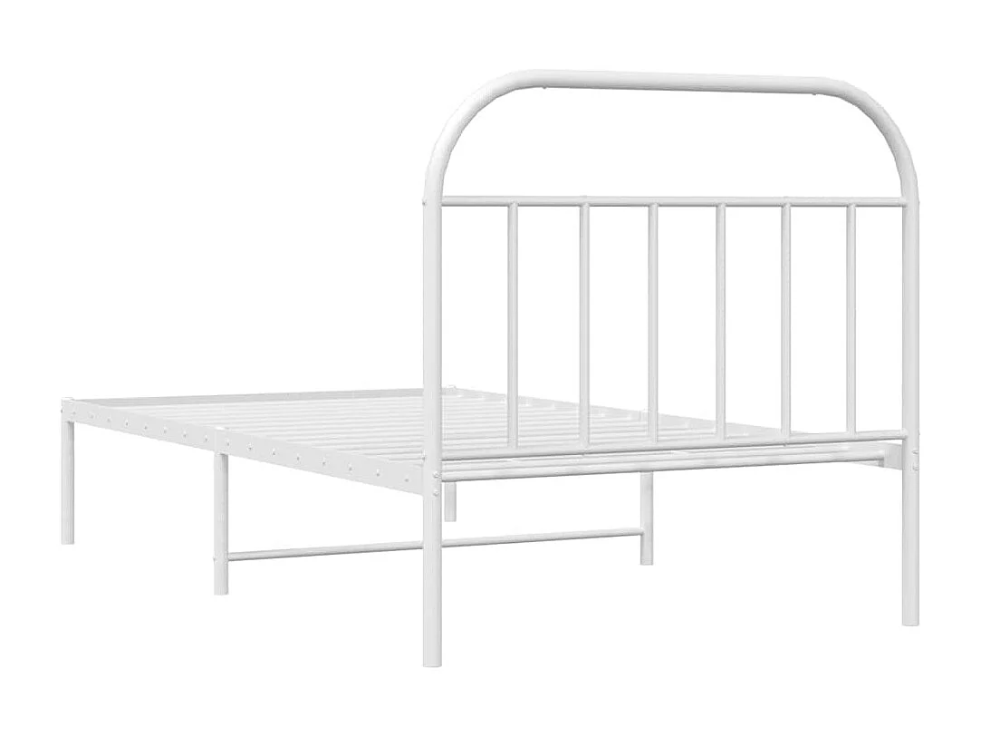 Lit simple | Lit adulte, enfant | Cadre de lit métal et tête de lit blanc 100x200 cm