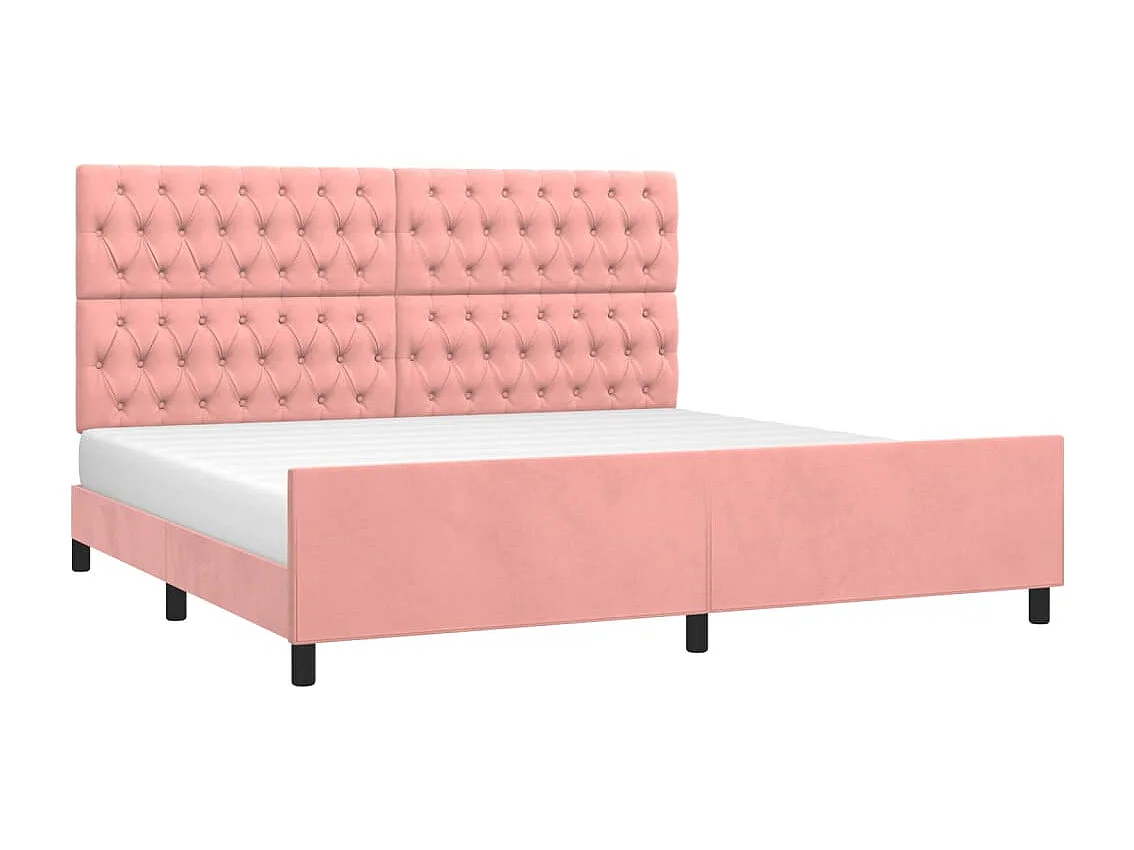 Lit double | Lit adulte | Cadre de lit rose 200x200 cm velours