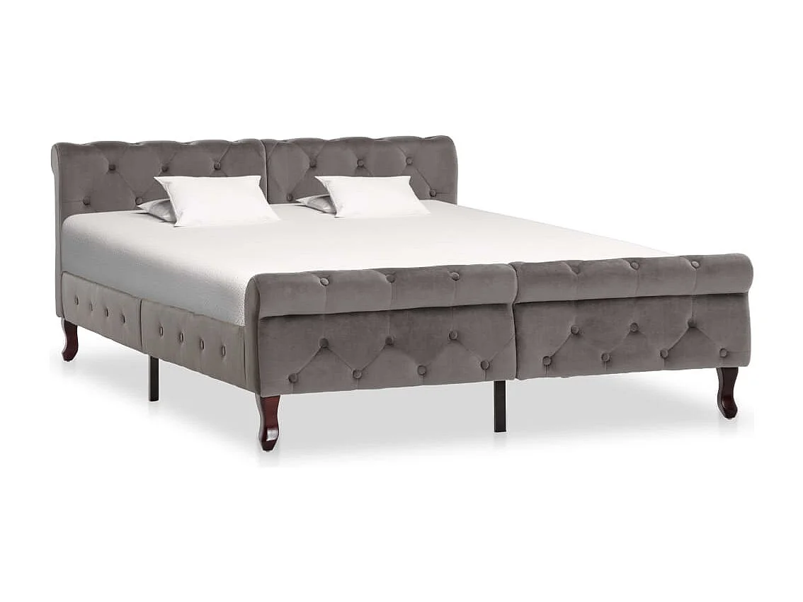 Lit double | Lit adulte | Cadre de lit gris velours 140x200 cm