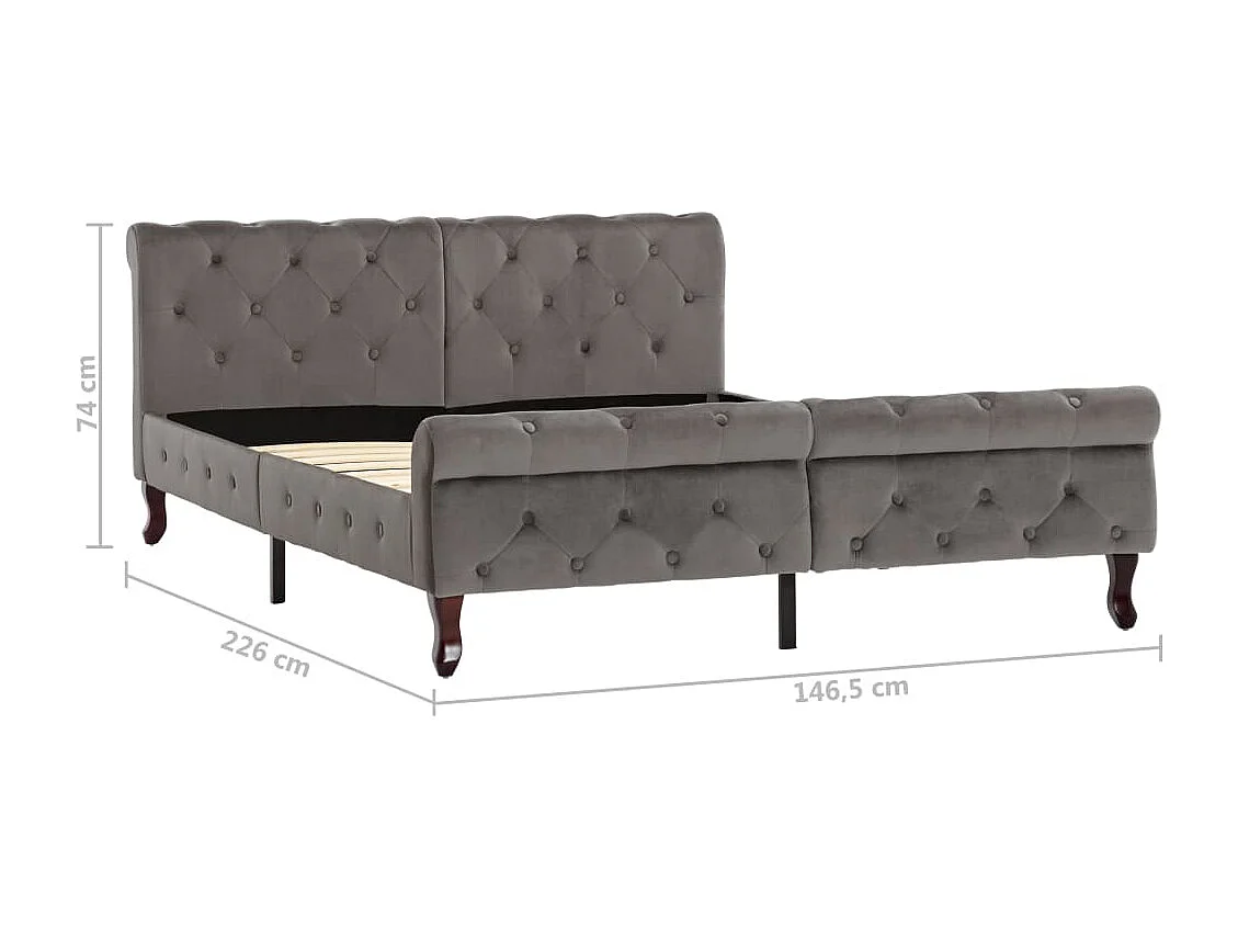 Lit double | Lit adulte | Cadre de lit gris velours 140x200 cm