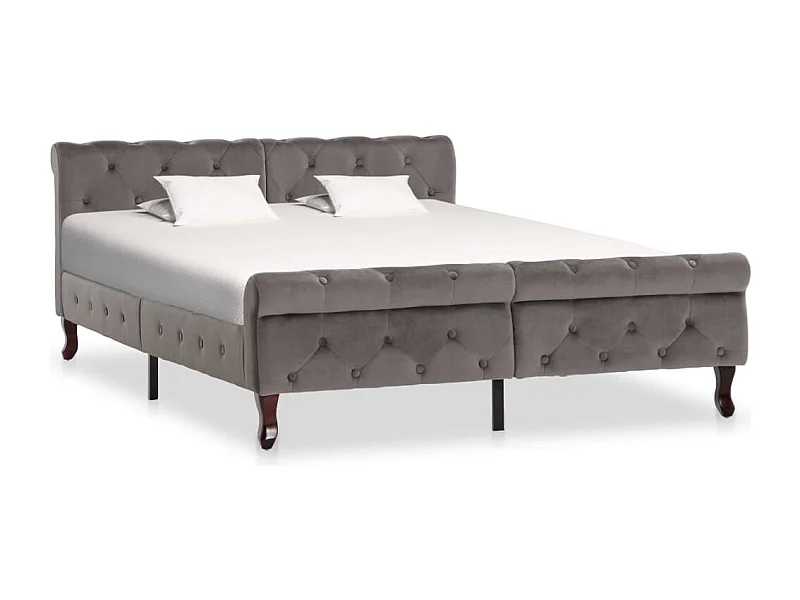 Lit double | Lit adulte | Cadre de lit gris velours 140x200 cm