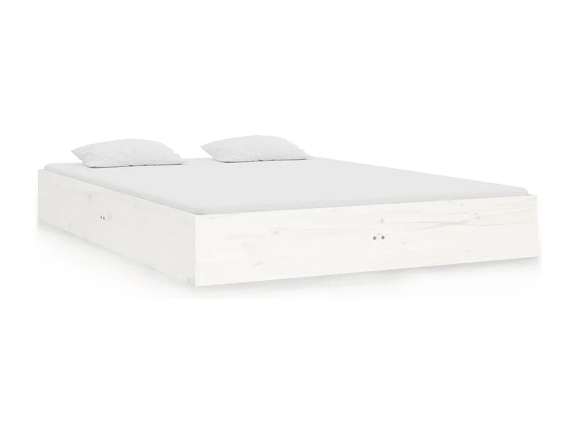 Lit double | Lit adulte | Cadre de lit blanc bois massif 135x190 cm