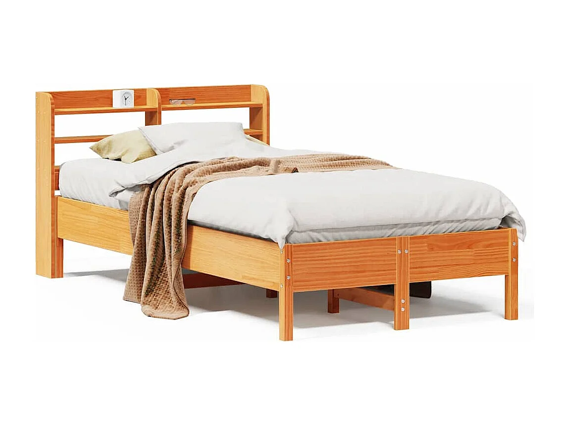 Lit simple | Lit adulte, enfant | Cadre de lit cire marron 100x200cm bois pin massif