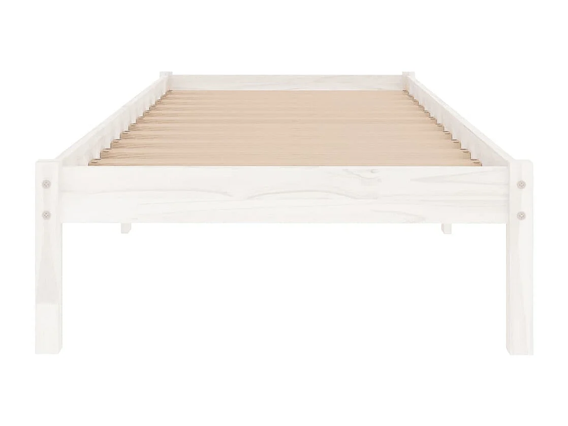 Lit simple | Lit adulte, enfant | Cadre de lit blanc bois massif 75x190 cm