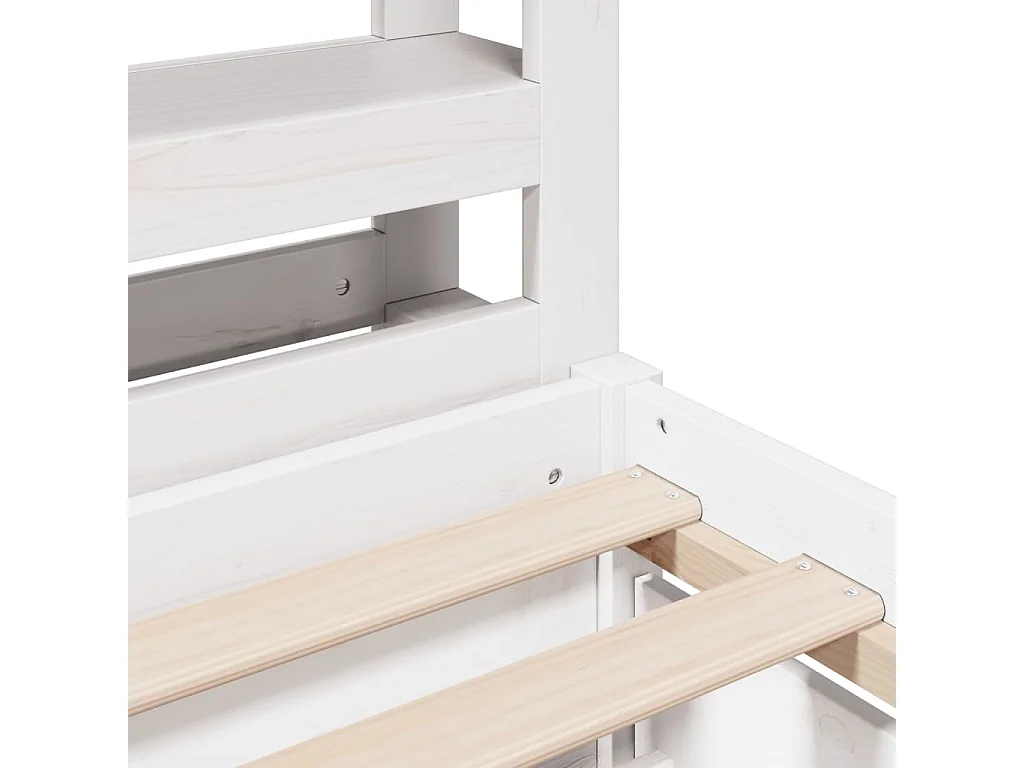 Lit simple | Lit adulte, enfant | Cadre de lit blanc 90x200 cm bois de pin massif