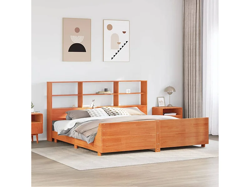 Letto per adulti | Letto matrimoniale | Giroletto senza Materasso Marrone Cera 180x200 cm Legno di Pino