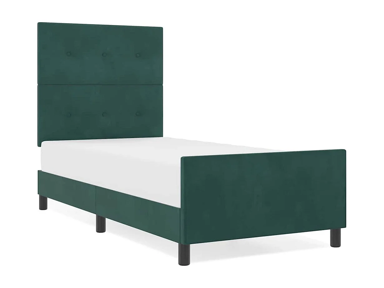 Lit simple | Lit adulte, enfant | Cadre de lit avec tête de lit Vert foncé 100x200 cm Velours