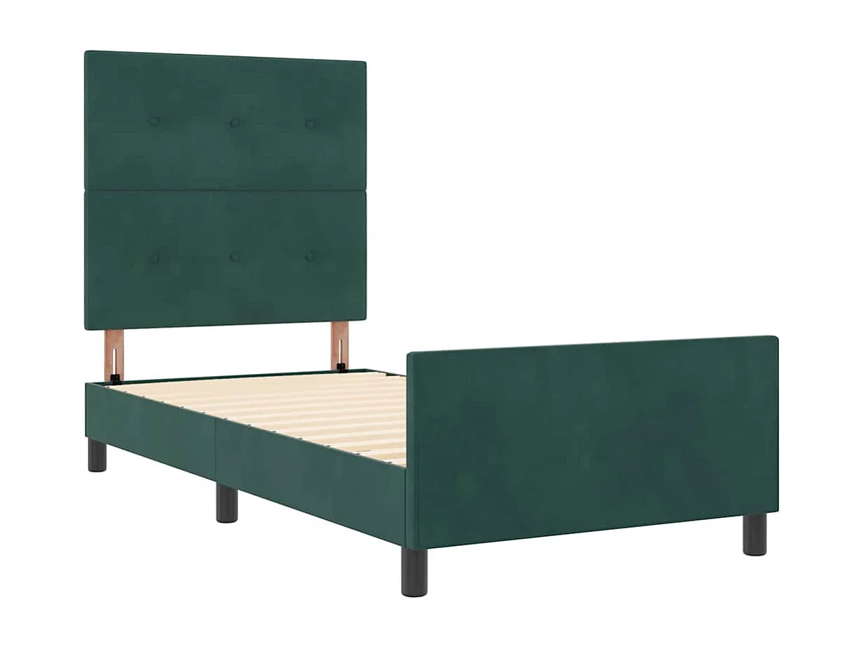 Lit simple | Lit adulte, enfant | Cadre de lit avec tête de lit Vert foncé 100x200 cm Velours