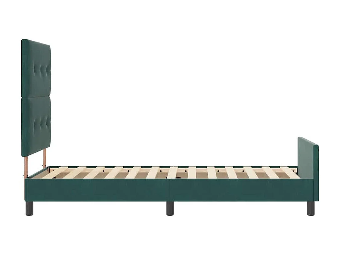 Lit simple | Lit adulte, enfant | Cadre de lit avec tête de lit Vert foncé 100x200 cm Velours