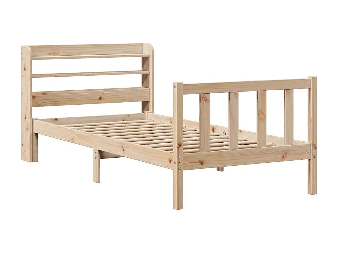 Letto per adulti | Letto singolo | Giroletto senza Materasso 100x200 cm in Legno Massello di Pino