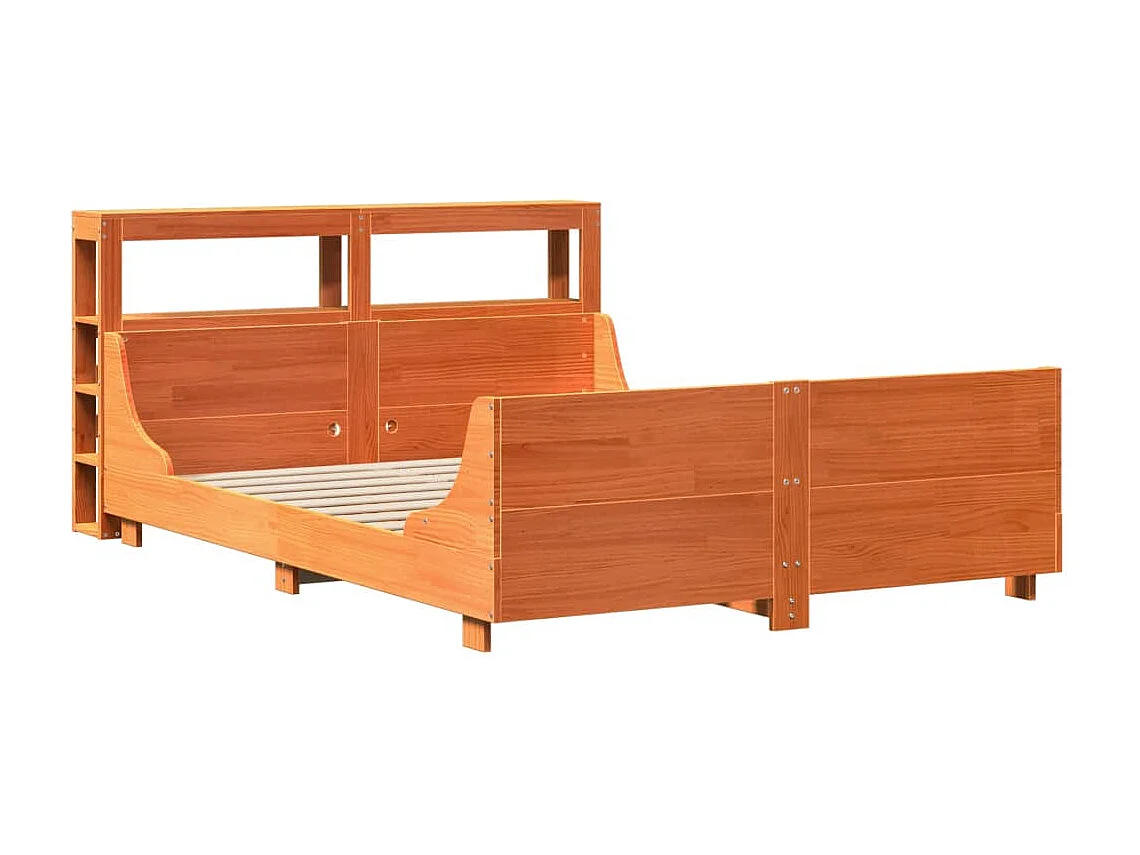Lit double | Lit adulte | Cadre de lit cire marron 135x190cm bois pin massif