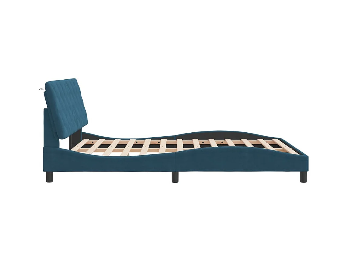 Lit double | Lit adulte | Cadre de lit avec LED bleu 160x200 cm velours