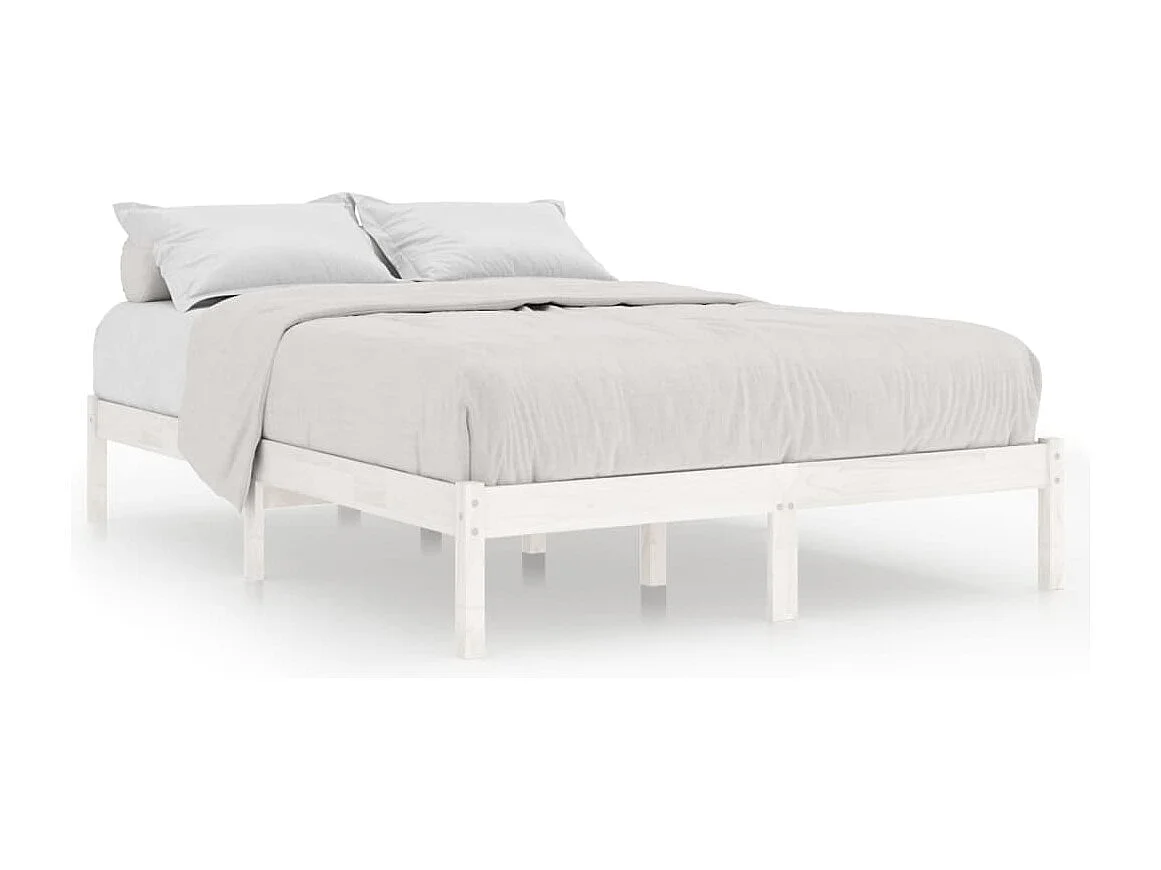 Lit double | Lit adulte | Cadre de lit blanc bois massif 135x190 cm