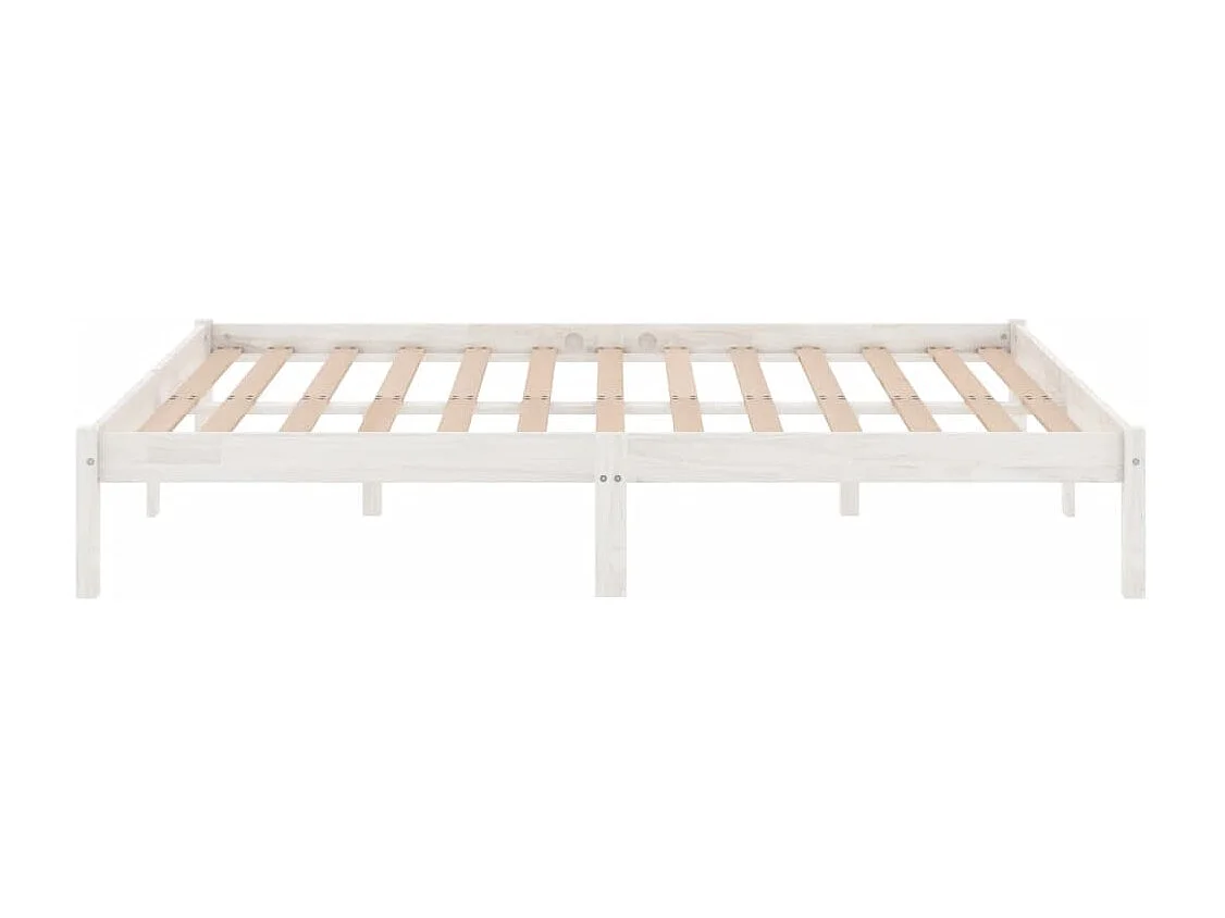 Lit double | Lit adulte | Cadre de lit blanc bois massif 135x190 cm
