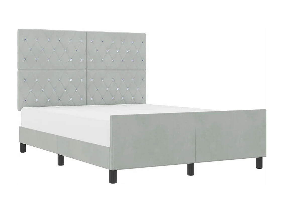 Lit double | Lit adulte | Cadre de lit avec tête de lit Gris clair 160x200 cm Velours