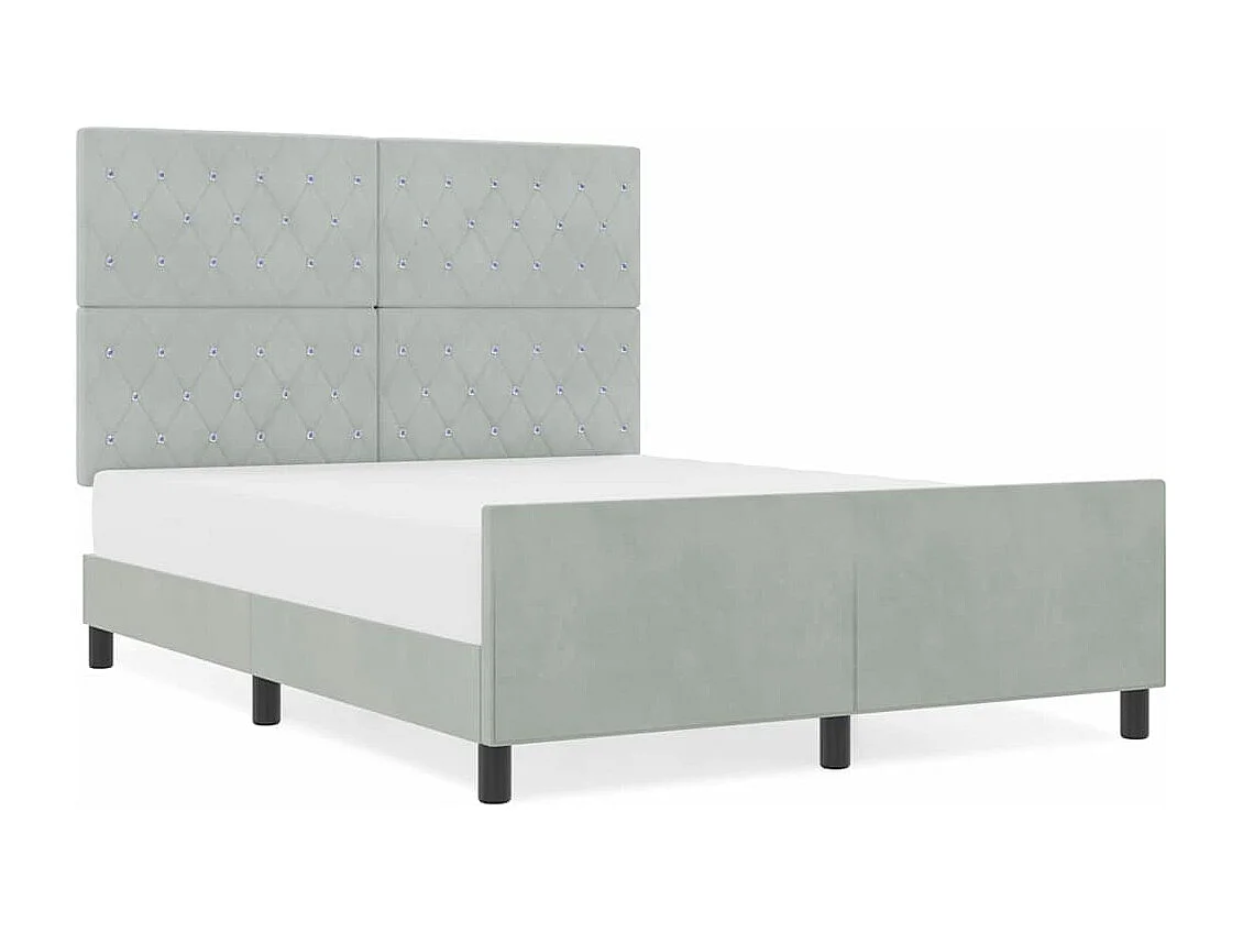 Lit double | Lit adulte | Cadre de lit avec tête de lit Gris clair 160x200 cm Velours