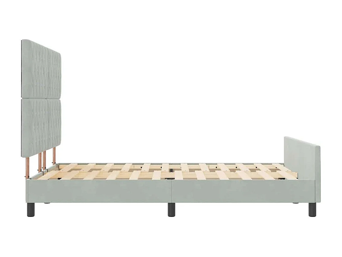 Lit double | Lit adulte | Cadre de lit avec tête de lit Gris clair 160x200 cm Velours