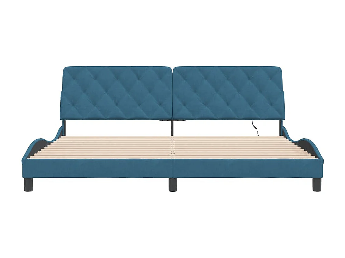 Lit double | Lit adulte | Cadre de lit avec lumières LED bleu 200x200 cm velours