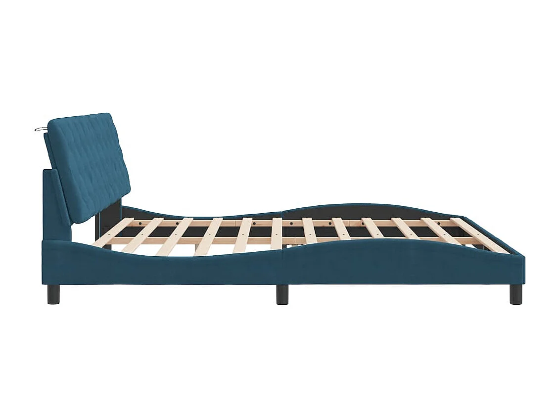Lit double | Lit adulte | Cadre de lit avec lumières LED bleu 200x200 cm velours