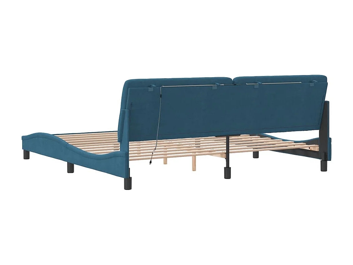 Lit double | Lit adulte | Cadre de lit avec lumières LED bleu 200x200 cm velours