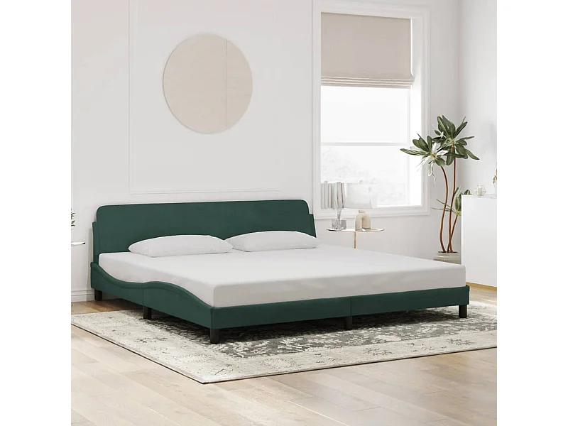 Letto per adulti | Letto matrimoniale | Giroletto Dover Verde Scuro 200x200 cm in Velluto