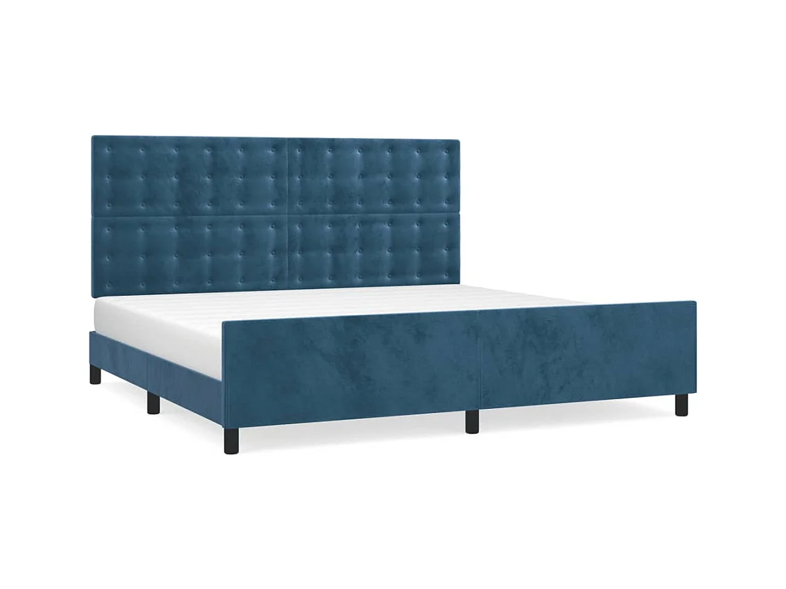 Lit double | Lit adulte | Cadre de lit bleu foncé 200x200 cm velours