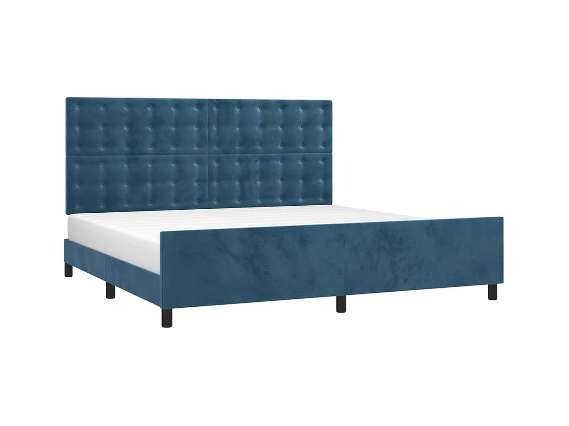 Lit double | Lit adulte | Cadre de lit bleu foncé 200x200 cm velours