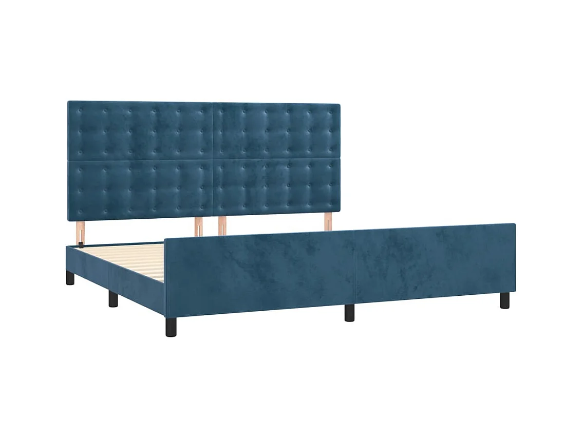 Lit double | Lit adulte | Cadre de lit bleu foncé 200x200 cm velours