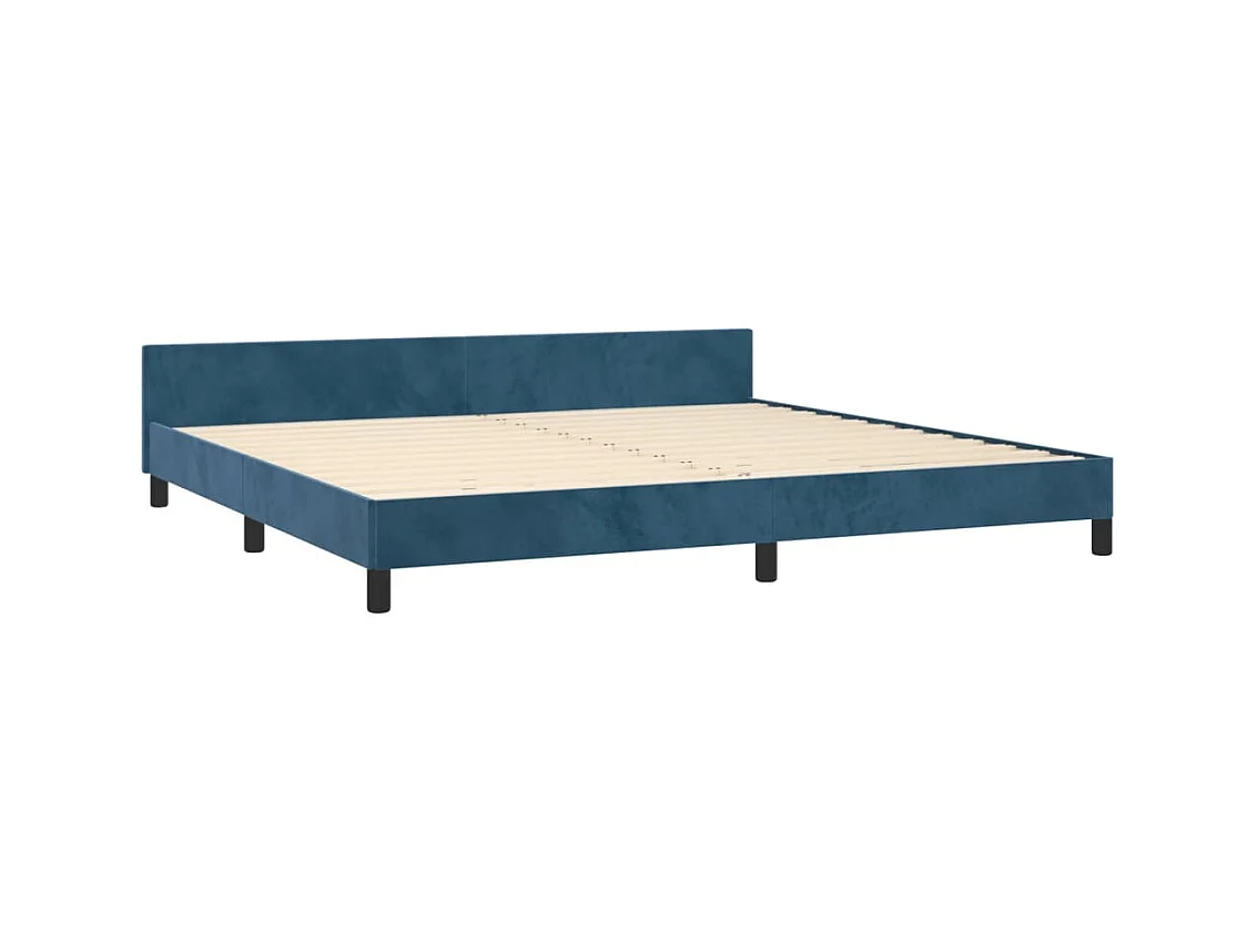 Lit double | Lit adulte | Cadre de lit bleu foncé 200x200 cm velours