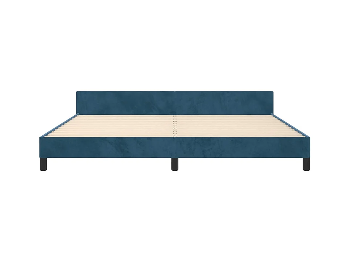 Lit double | Lit adulte | Cadre de lit bleu foncé 200x200 cm velours