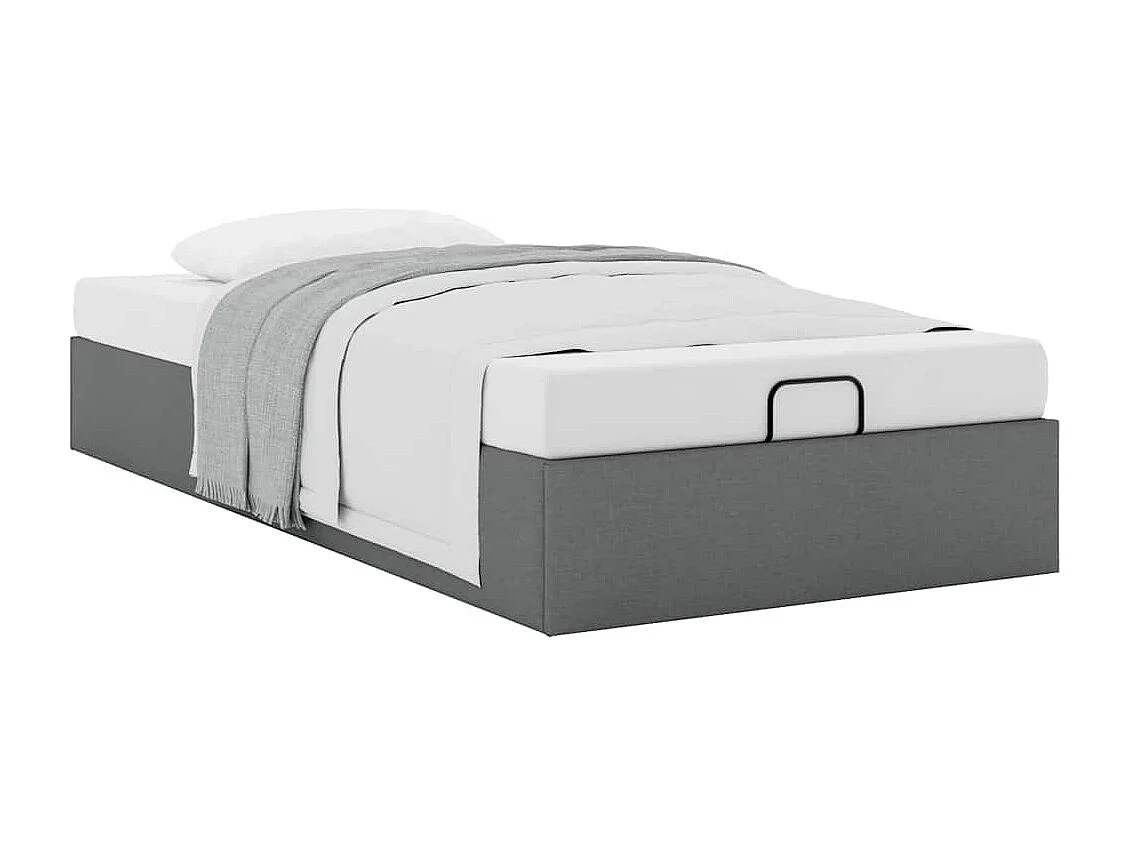 Lit simple | Lit adulte, enfant | Cadre de lit ottoman gris foncé 90x200 cm tissu