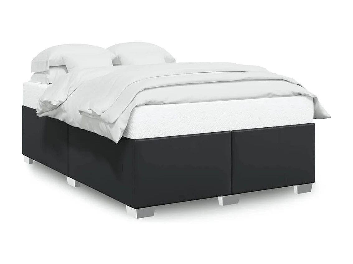 Lit double | Lit adulte | Cadre de lit noir similicuir 137x187 cm