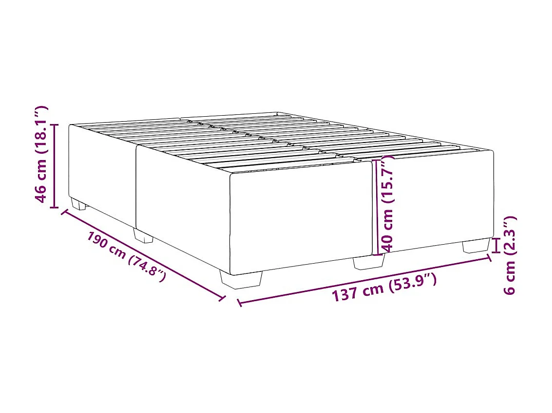 Lit double | Lit adulte | Cadre de lit noir similicuir 137x187 cm
