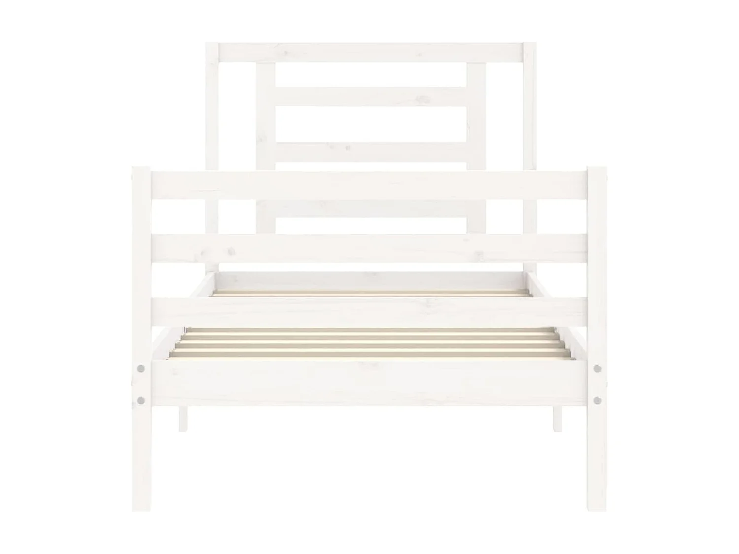 Lit simple | Lit adulte, enfant | Cadre de lit blanc bois massif 75x190 cm