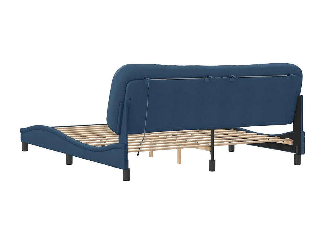 Lit double | Lit adulte | Cadre de lit avec LED bleu 180x200 cm tissu